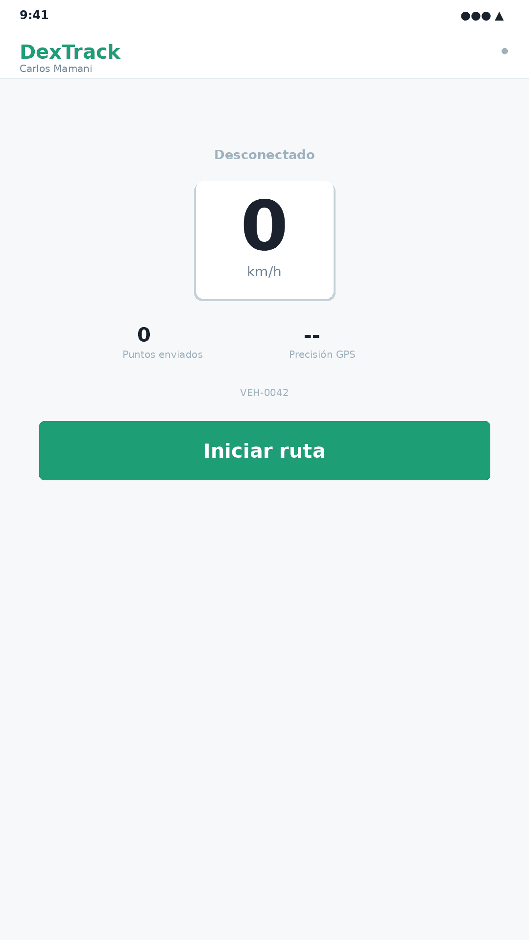 Pantalla principal — listo para iniciar